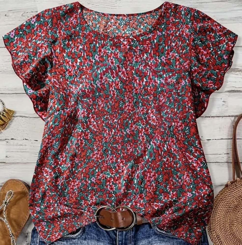NEW Vibrant Floral Women's Summer Blouse 3XL